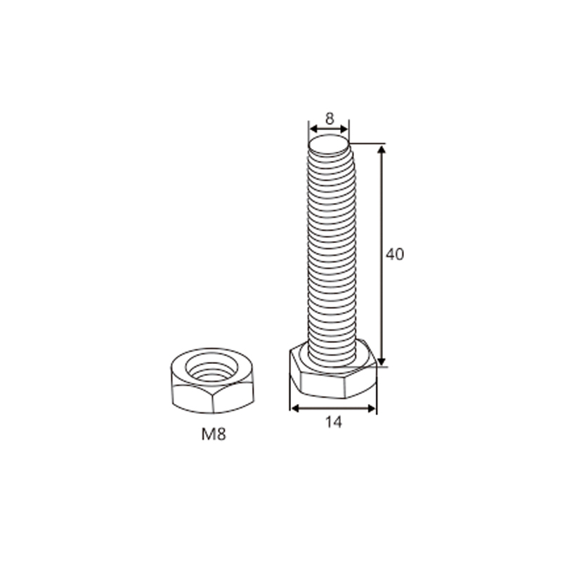 Hexagon Head Screw 8×40 mm | Garage Door Installation Fastener – Model WT-C12014