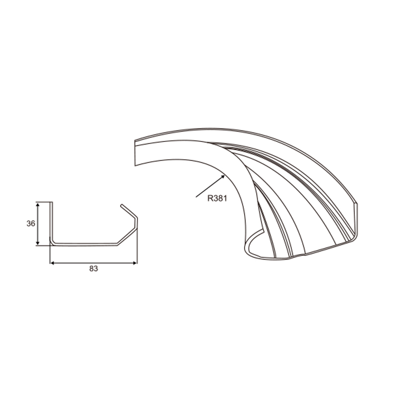 3" Curve Track | Industrial Sectional Door Radius Rail &ndash; Model WT-T50005
