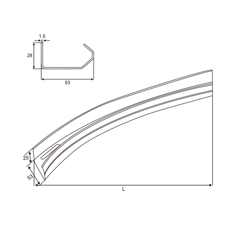 2" Curve Track | Premium Galvanized Sectional Door Rail &ndash; Model WT-T50003