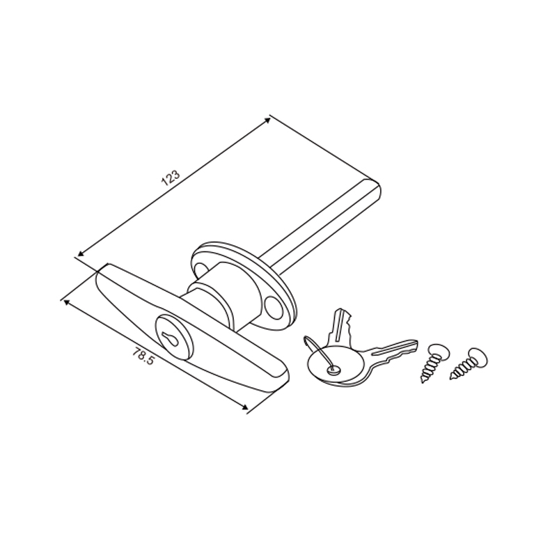 Garage Door T-Handle with Key | Keyed External Lock Handle – Model WT-L80010